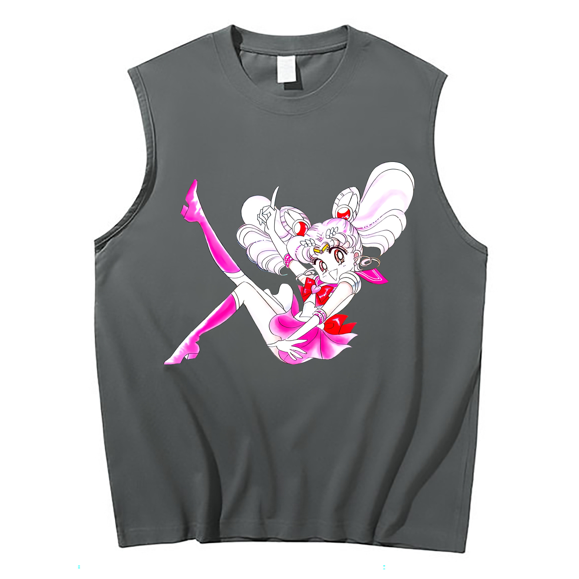 （画像用） 美少女戦士セーラームーン ちびうさ Sailor Moon Chibiusa Tsukino Usagi Small Lady Serenity コットン100％タンクトップ（フロントプリント）